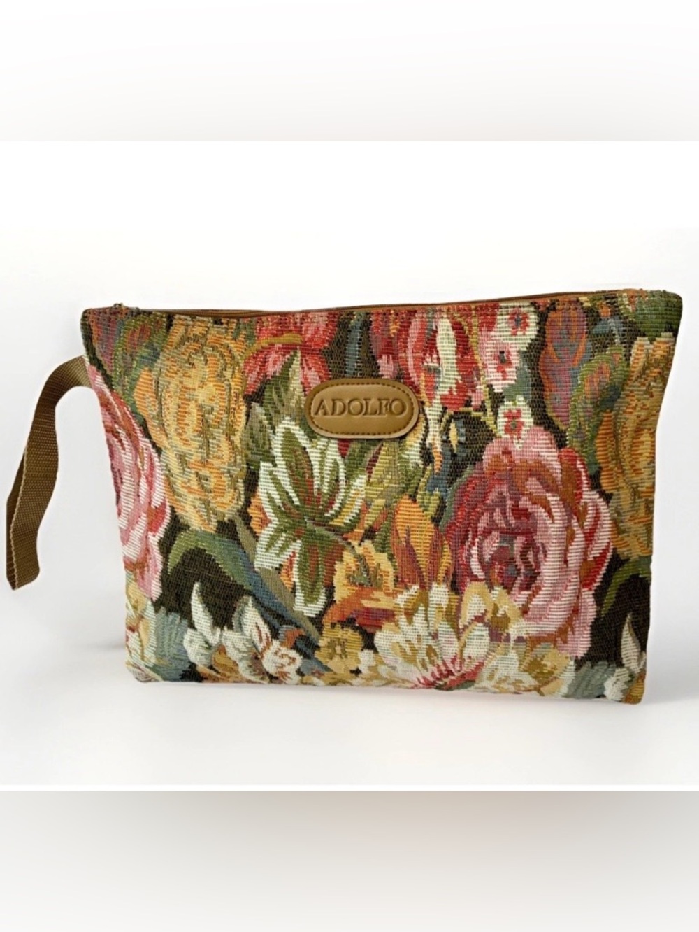 Vintage Aldolfo Floral Tapestry Makeup Toiletry Travel Bag Weekend Bag 15x12"